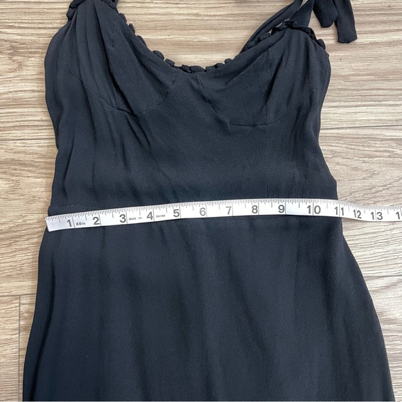 Reformation Black Christine Tie Shoulder Ruffle Hem Mini Dress - Picture 10 of 14